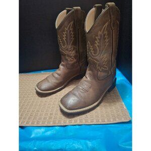 Boys Size 3D Western Cowboy Boots Leather Brown